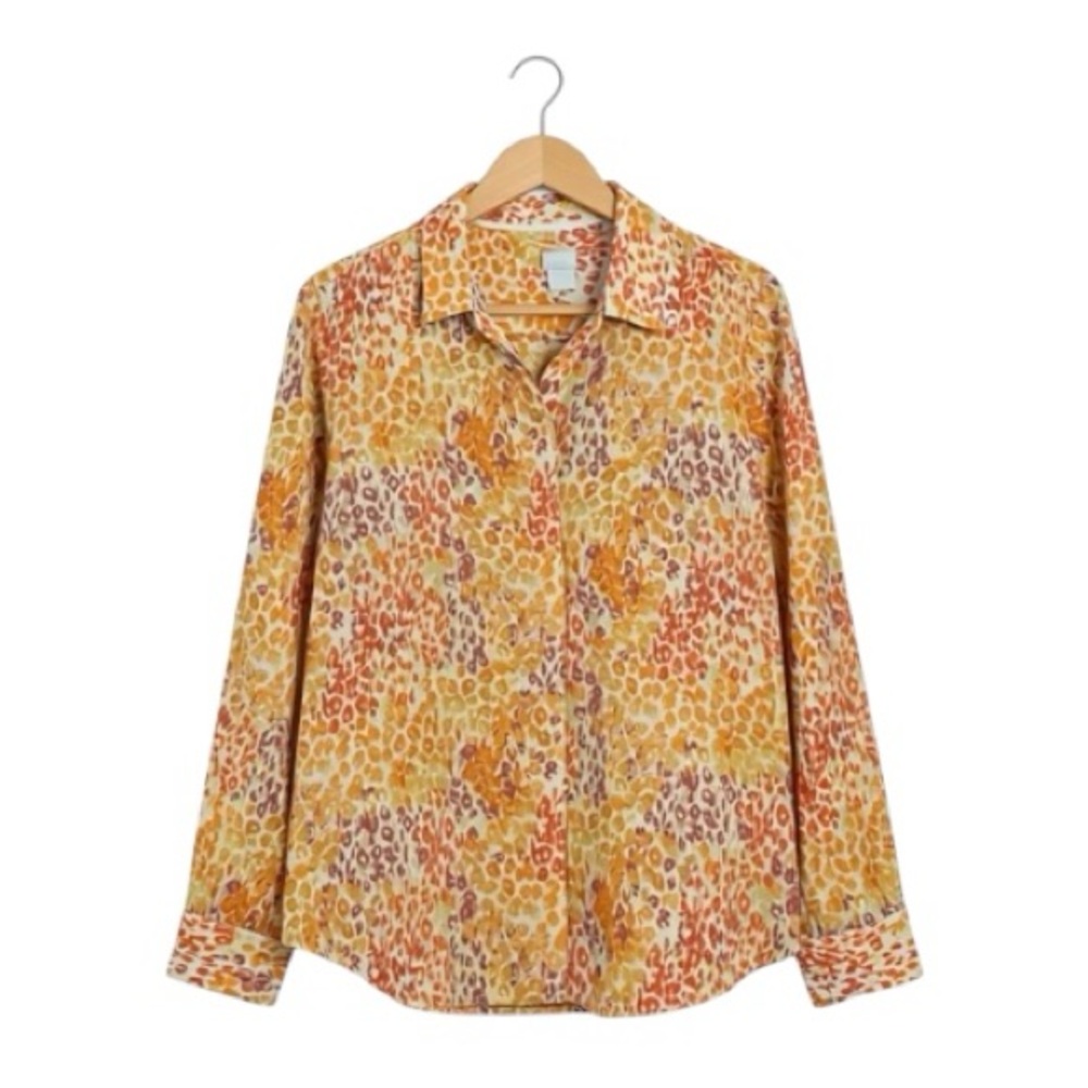 NWOT Chico’s Animal Print Chiffon Button-Up Shirt